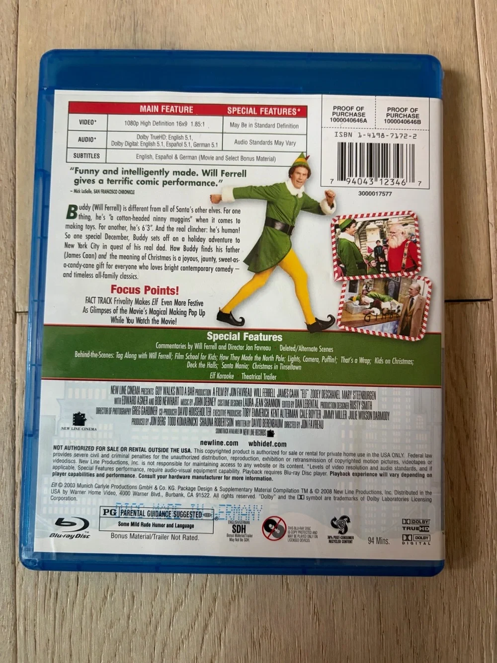 Blu -Ray Holiday Elf Blu-ray Movie in Blue With Green and Yellow Cover